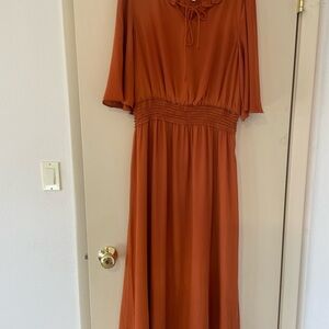 Elegant Rust Midi Dress
